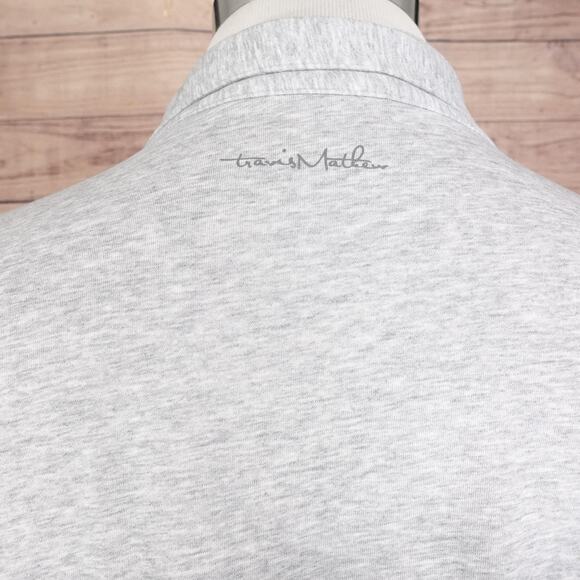 Travis Mathew Polo Shirt Mens 2XL Gray Camo Stripe Heather Golf Performance Tech - Picture 5 of 8